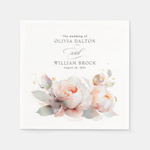 Elegant Soft Rose Flowers Botanical Wedding Napkin