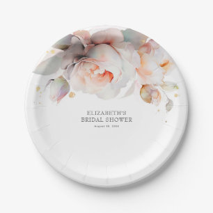 Elegant Soft Rose Flowers Modern Botanical  Paper Plate