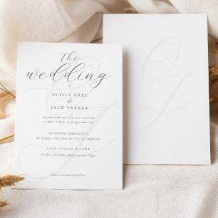 Elegant Soft Sage Green Calligraphy Wedding Invitation