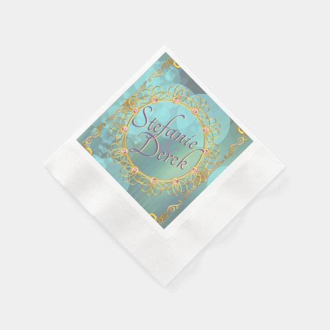 Elegant Soft Teal Bubbles Napkin (Corner)