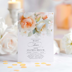 Elegant Soft Terracotta Floral Boho Baby Shower Invitation