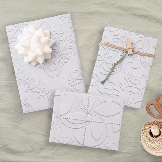 Elegant Soft White Fancy Floral Bridal Wedding Wrapping Paper Sheet (Creator Uploaded)