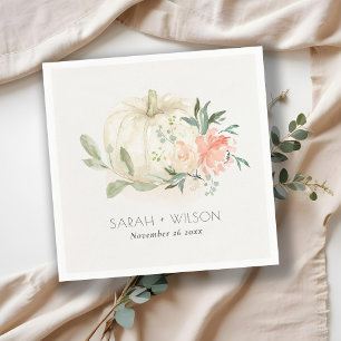 Elegant Soft White Pumpkin Blush Floral Wedding Napkin