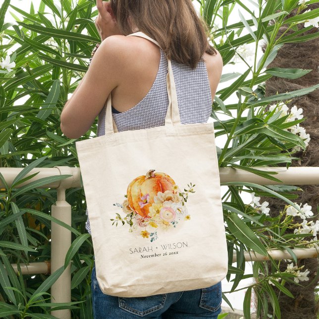 Elegant Soft White Pumpkin Blush Floral Wedding Tote Bag (Creator Uploaded)