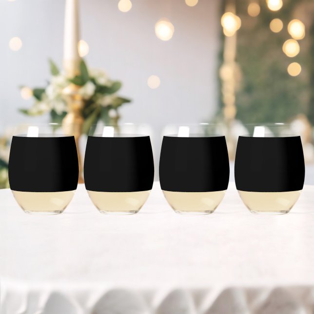 Elegant Solid Black Stemless Wine Glass (Insitu (Wedding))