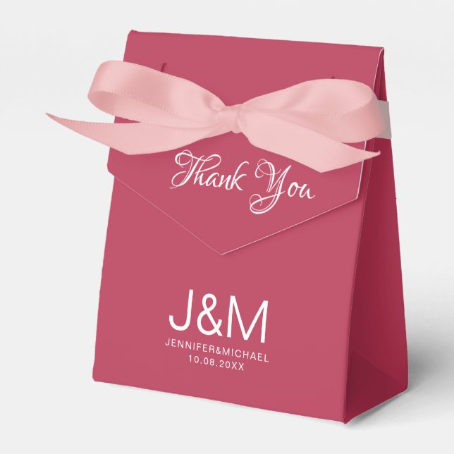 Elegant Solid Colour Viva Magenta Calligraphy Favour Box (Front Side)