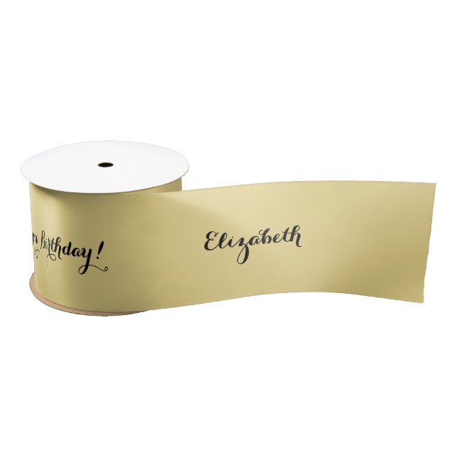 Elegant Solid Faux Gold Black Gift Wrap Wrapping Satin Ribbon (Spool)