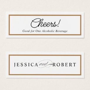 Elegant Solid Gold Border Drink Ticket Cheers