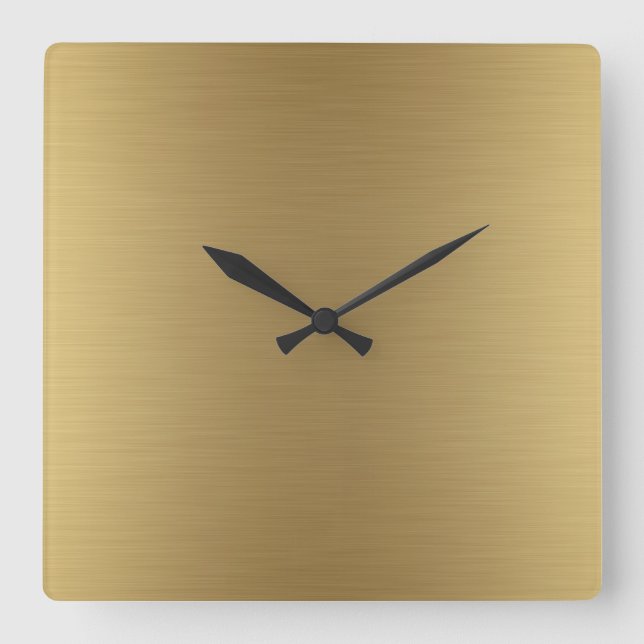 Elegant Solid Gold Square Wall Clock (Front)