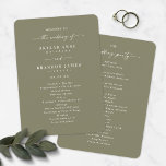 Elegant Solid Lily Green Wedding Ceremony Program<br><div class="desc">Simple Elegant Solid Lily Green Wedding Ceremony Program. This modern minimal Order of Services Card is simple classic and elegant with a plain solid background colour and a pretty signature script calligraphy font with tails. Shown in the new Colorway. Available in several colour options, or feel free to edit the...</div>