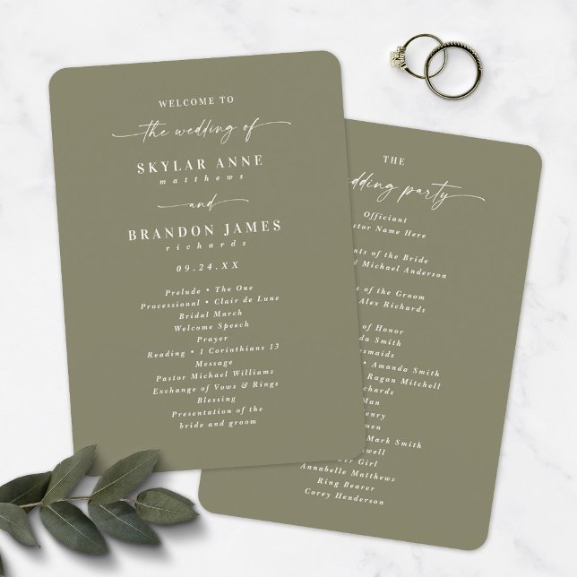 Elegant Solid Lily Green Wedding Ceremony Program (Creator Uploaded)