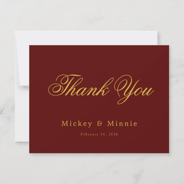 Elegant Solid Maroon Wedding Appreciation Card (Front)
