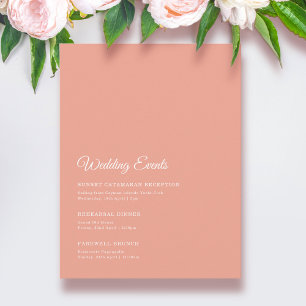 Elegant Solid Peach Wedding Weekend Enclosure Card