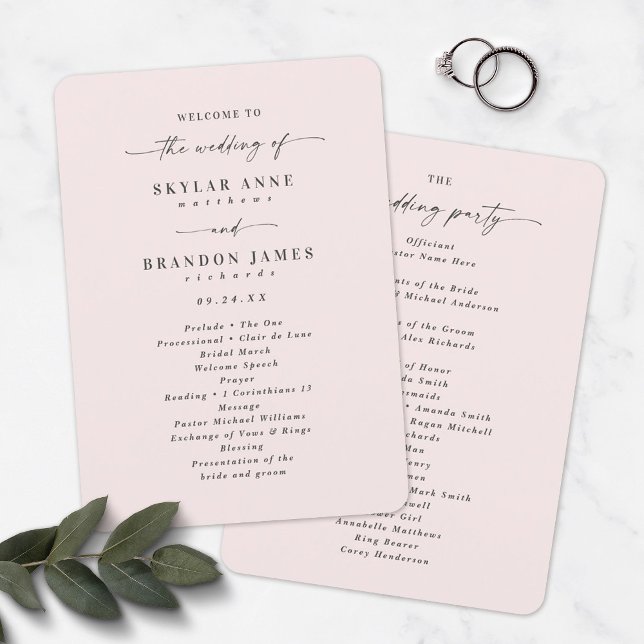 Elegant Solid Porcelain Pink Wedding Ceremony Program (Creator Uploaded)