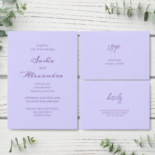 Elegant Solid Purple Lavender RSVP Card