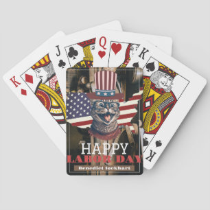 Elegant Solidarity worker Labour Day with USA flag Playing Cards
