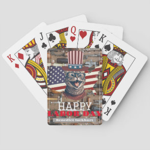 Elegant Solidarity worker Labour Day with USA flag Playing Cards