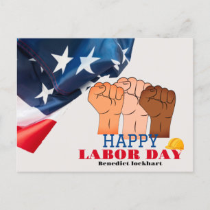 Elegant Solidarity Worker Labour Day with USA flag Postcard