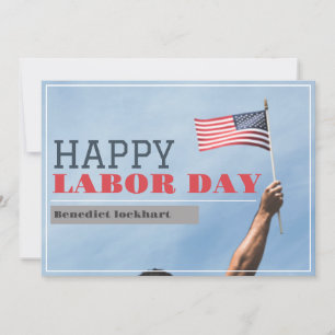 Elegant Solidarity Worker Labour Day with USA flag Thank You Card