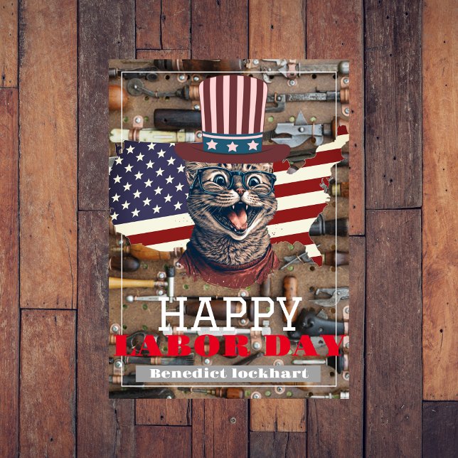 Elegant Solidarity worker Labour Day with USA flag Thank You Card (Creator Uploaded)
