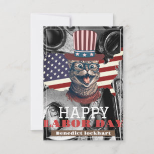 Elegant Solidarity worker Labour Day with USA flag Thank You Card