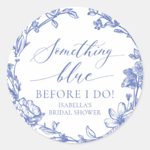 Elegant Something Blue Before I do Bridal Shower Classic Round Sticker