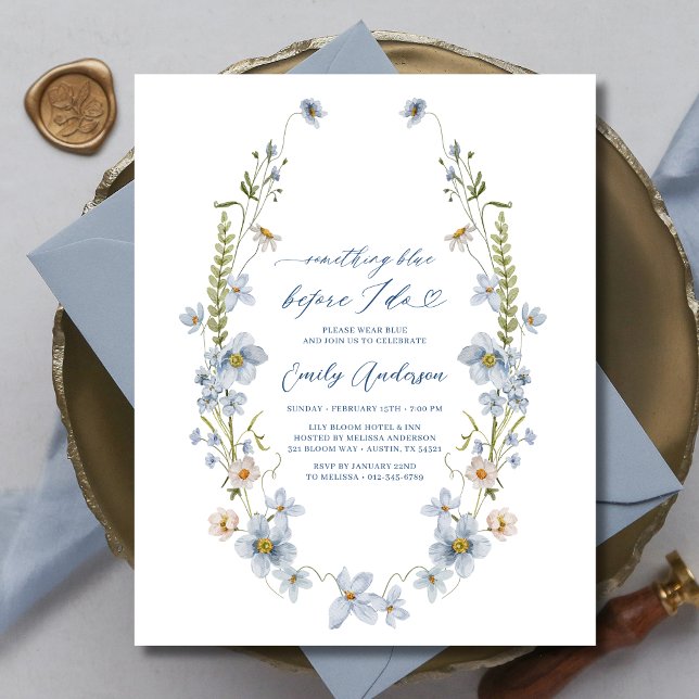 Elegant Something Blue Before I Do Bridal Shower Flyer (Creator Uploaded)