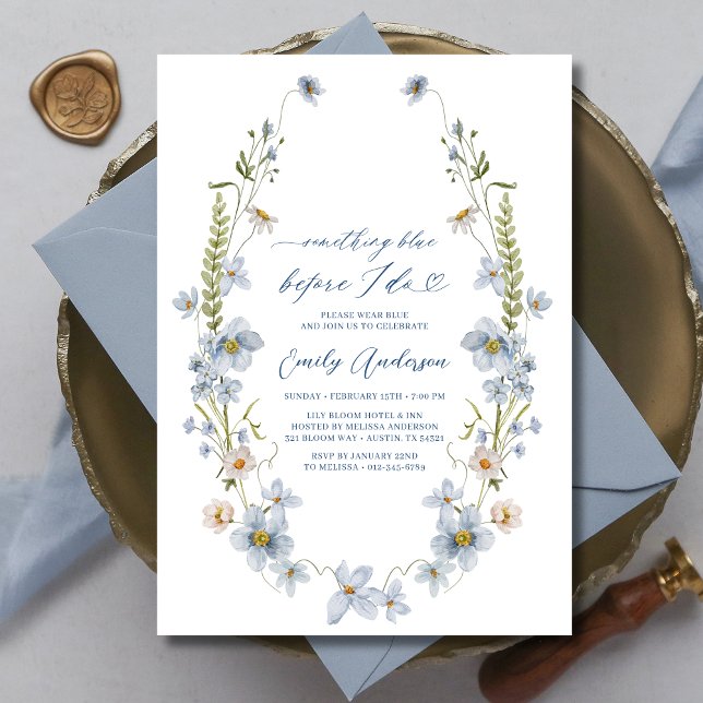 Elegant Something Blue Before I Do Bridal Shower Invitation (Creator Uploaded)