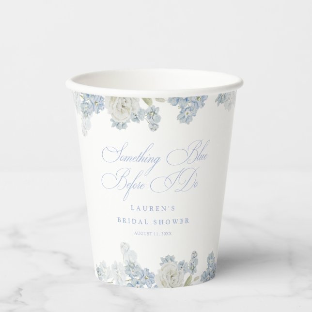 Elegant Something Blue Before I Do Bridal Shower Paper Cups (Front)