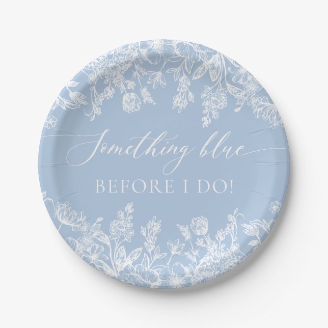 Elegant Something Blue Before I do Bridal Shower Paper Plate (Front)