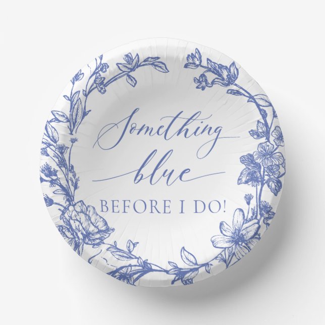 Elegant Something Blue Before I do Bridal Shower Paper Plate (Front)