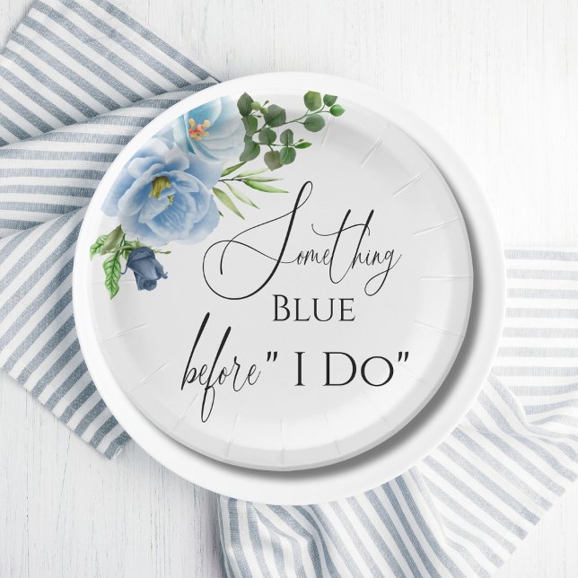 Elegant Something Blue Bridal Shower Welcome Paper Plate (Creator Uploaded)