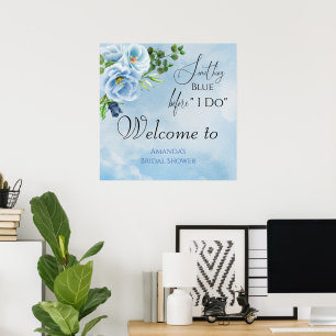 Elegant Something Blue Bridal Shower Welcome Poster