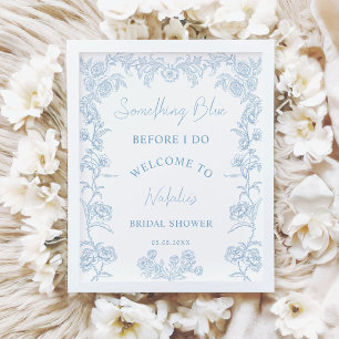 Elegant Something Blue Bridal Shower Welcome Poster