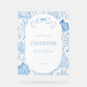 Elegant Something Blue Bridal Shower Welcome Sign