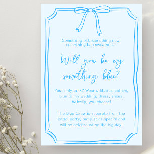 Elegant Something Blue Crew Bridal Party Proposal Card