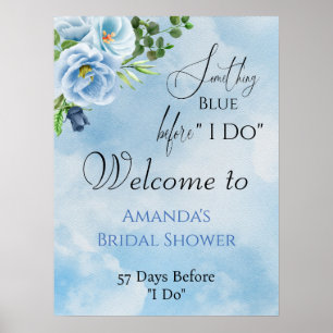 Elegant Something Blue Floral Bridal Shower Poster