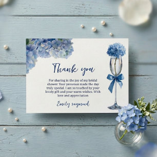 Elegant Something Blue Hydrangea Floral Bridal Thank You Card