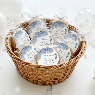Elegant Something Blue Hydrangea Floral  Classic Round Sticker