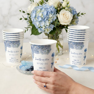Elegant Something Blue Hydrangea Floral Drinkware Paper Cups