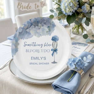 Elegant Something Blue Hydrangea Floral Paper Plate
