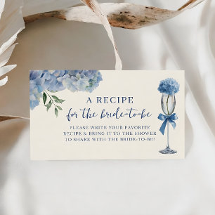 Elegant Something Blue Hydrangea Recipe Bridal Enclosure Card