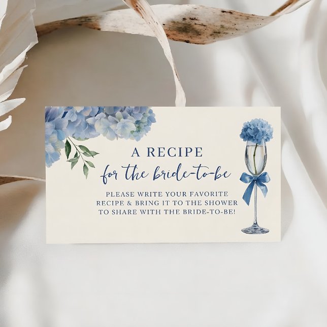 Elegant Something Blue Hydrangea Recipe Bridal  Enclosure Card (Creator Uploaded)