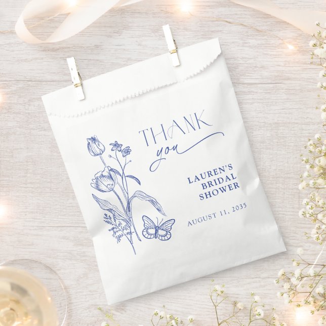 Elegant Something Blue Thank You Bridal Shower Favour Bag (Clipped)