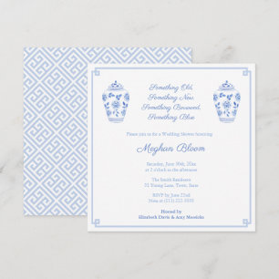Elegant Something Blue Watercolor Wedding Shower Invitation