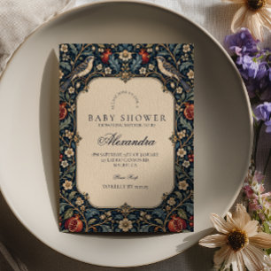 Elegant Songbird Dark Academia Baby Shower Invitation