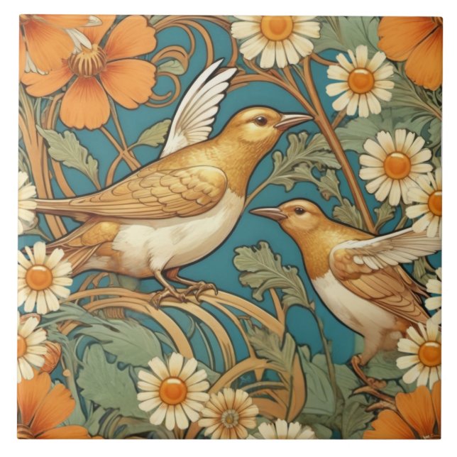 Elegant Songbird Decorative Ceramic Tile (Front)