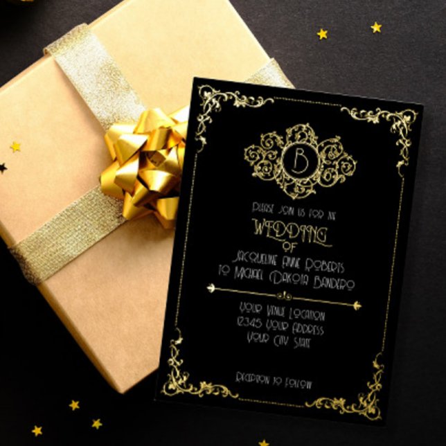 Elegant Sophisticated Art Deco Black Gold Wedding  (Creator Uploaded)