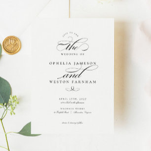 Elegant Sophisticated Calligraphy Script Wedding Invitation