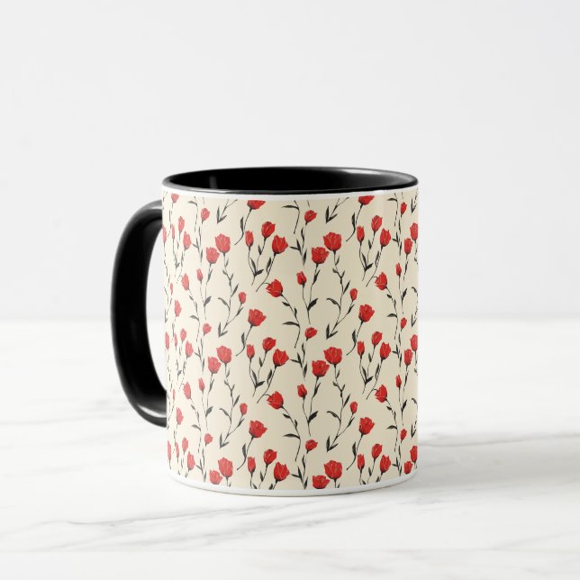 Elegant Sophisticated Chic Cute Romantic Floral Mug (Front Left)